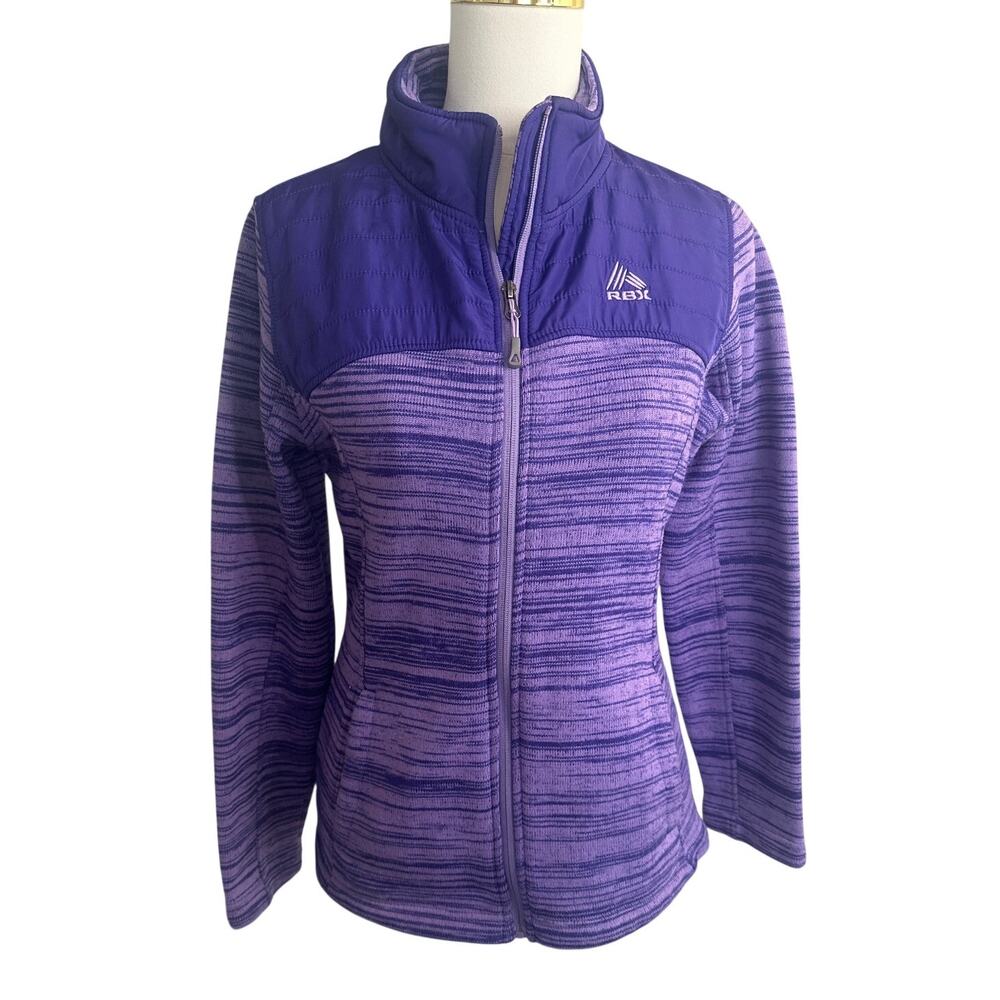 RBX Purple Zip‑Up Jacket – Textured Knit – Quilted Panels – Size M